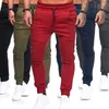 Men's Pants Men Solid Color Drawstring Elastic Waist Sport Pleated Trousers