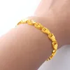 Charm Bracelets Luxury 24K Gold Color & Bangles For Women Girls Heart Shape Bracelet 19.5 Cm Wedding Jewelry Accessories