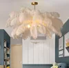 Lampadario di piume di lusso Piume colorate Lampade a sospensione a soffitto Lampadina G9 Soggiorno Camera da letto Comò Illuminazione a sospensione Decorazioni per la casa