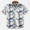 Men's Casual Shirts Summer Vintage Retro Street Short Sleeve Button Harajuku Shirt Men's Ethnic Print Homme Ropa Hombre