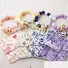 Keychains Lanyards Sile Bead Bracelet Card Case Wooden Wrist Keychain Pendant Anti-Lost Tassel Keyring For Women Girls Fashion Drop Dhum0