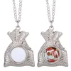 Blank Sublimation Metal Christmas Decorations Gift Pendant Necklace Heat Transfer Blank Material Diy Wholesale