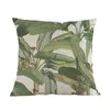 Kudde tropiska gröna växtblad kastar linne fall hem färskt solsken dekor stil soffa stol dekorativ täckning 45x45 cm