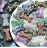 Groothandel natuurlijke kristallen Hond Bot Wit Agaat Gemstone Bot Statue Kristallen Crafts te koop