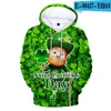 Herrtröjor Happy St. Patrick's Day Hoodie and Women's Green Sweatshirt Loose-Size Pullover