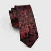 Bow Ties Design Groom Wedding Tie Red Jacquard 7CM Silk For Men Business Suit Work Necktie Fashion Party Engagement Neck