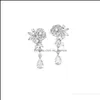 Otros Pendientes Piage Serie Rose Cristal con incrustaciones Extremadamente 18K Chapado en oro Sterling Sier Joyería de lujo Calidad superior Ver Detial Designe Dhhf6