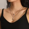 Collier ras du cou UDDEIN mode Punk collier Double couche chaîne crâne pendentif pour femmes bohème fête bijoux collier