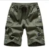 Men's Shorts Men's Multi Pockets Overalls Summer Cotton Loose Casual Pants Knee Length Sweat