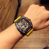 Men's automatic mechanical watch Japan West Iron City movement natural rubber strap size 45x50mm carbon fiber multi-functiona214H