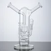 Встроенные кальяны Perc Double Sidecar Neck Glass Bongs Splashguard как травы, так и концентрирует водные трубы 14,5 мм соединения WP2285