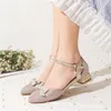 Shorts Princess Girls Party Shoes Children Sandals Sequins High Heels Diamonds Peep Toe Crystal Kids Dress 2.5CM