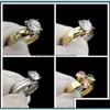 Bandringar 50st/pack Rose Gold Sier Crystal Stone Förlovningsring Mode Cubic Zirconia Damsmycken Drop Delivery 2022 Dhdgm