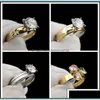 Anneaux De Bande 50 Pcs / Pack Or Rose Sier Cristal Pierre Bague De Fiançailles De Mode Zircon Cubique Femmes Bijoux Drop Delivery 2022 Dhdgm