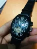 Cinturino in pelle di lusso di Ginevra tourbillon meccanico da uomo orologio frank muller day date scheletro automatico da uomo orologi regali jason007 regalo squisito famoso Mark nero