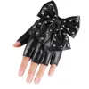 Fingerless Gloves New Women Bowknot Rivet Stage Performance Leather Half Finger Gloves Fashion Sexy Personality Female Nightclub Hip Hop L221020