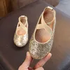 Flat Shoes Girls Ballet Flats Baby Dance Party Glitter Children Gold Bling Princess 3-12 år barn