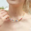 Choker Vintage Y2K Charms Necklace For Women Enamel Colorful Beaded Clavicle Chain Short Necklaces Jewelry Gift