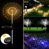 LED Solar Fireworks Lights مقاومة للماء في الهواء الطلق Dandelion DIY مصباح مصباح فلاش سلسلة خرافية الأضواء للحديقة