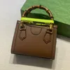 Luxurys designer bambu handväska axelväska för kvinnor diana damer casure crossbody kvalitet klassiska brev tryck shopping tygväska plånböcker