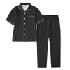 Men's Sleepwear Spring Summer Men Casual Simple Pajama Sets Male Cotton Suit Short Sleeve Turn-down Collar Shirt & Pants