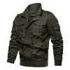 QNPQYX Spring and autumn military Men's jacket male cotton water wash collar pilot cotton jacket large size plus velvet winter youth
