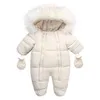 Bodysuit down jas winter bont kraag romper kinderen warm