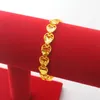 Charm Bracelets Luxury 24K Gold Color & Bangles For Women Girls Heart Shape Bracelet 19.5 Cm Wedding Jewelry Accessories