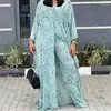 Ethnische Kleidung Drucken Kaftan Abaya Breite Bein Hosen Sets Afrikanische Kleidung Für Frauen 2022 Sommer Chiffon Maxi Kleider Casual 2 stück Set Boubou