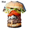 T-shirts masculins Hamburger de la nourriture d'été 3D Fashion Unisexe Casual