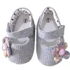 First Walkers Born Infant Prewalker Baby Girls Crib Shoes Soft Princess Bottom Flower Decoration Non-Slip Sole Flat