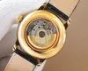 Мужские механические часы 40 -мм золотой циферблат 2824 Супер Движение Полностью автоматическая обмотка лунная фаза функция