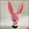 Masques de fête longues oreilles lapin masque lapin Costume de fête Cosplay Halloween mascarade rose/noir masques livraison directe 2021 maison jardin F Dhiaq