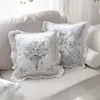 Kudde franska ￤dla fall t￤cker bl￥ blommor cojines dekorativos para soffa elegant rufs kast kuddar s coussin