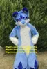Blauer langer Fell-Fursuit, pelziger Husky-Hund, Wolf, Fuchs, Maskottchen-Kostüm für Erwachsene, Cartoon-Charakter-Outfit, Gruppenfoto, Mega-Event zz7593