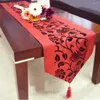 Table Cloth Runner Cover Flower Party Wedding Decoration Raised Blossom Flocked Damask Tablecloth Accessorie