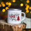 Tasses Tasses Bonhomme De Neige Cerf Imprimer Émail Café Cadeaux De Noël Année Fête Vin Bière Jus Boire Thé Tasses Tasse Maison Cuisine Verres 2209 Dhwp6