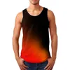 Men's Tank Tops Men'S Casual Vest Sleeveless Gradient Pattern Sports Style Color Matching Polyester Beach Summer Clothing