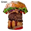 Heren t shirts zomer eten hamburger 3d printing shirt mode unisex casual casual