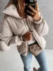 Damesgeul Lagen Oversized puffer jas Vrouwen lange mouw gewatteerde mode katoenen gekatelde parka losse casual turndown kraag ritssluiting