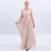 Etnisk kläder muslimsk klänning ramadan mode kvinnor chiffong arab fast färg lång grossist dubai abaya kalkon
