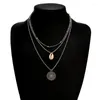 Choker Seashell Necklace Layered Disc Chain Pendant Statement Party Jewelry