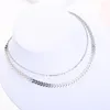 Choker Coin Fishbone Satellite Chains Silver Tone Necklace For Women