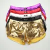 Underpants Men PU Boxers Shorts Male Panties Sexy Leg Split Faux Leather Gold Silver Exotic Stage Show Night Club Gay Underwear