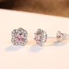 Luxe glanzende roze zirkoon S925 zilveren prachtige stud oorbellen vrouwen sieraden Koreaanse mode micro set edelstenen edelsteen oorbellen accessoires cadeau