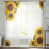 Cortina de girassol flor branca estampa branca pura de janela cortinas espaço para tule de chiffon de cozinha de quarto morador