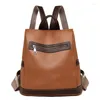 Backpack Retro Women Fashion Large Capacity Anti-Theft School Bookbag Travel Leather Casual Backbag