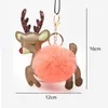 Christmas Reindeer Keychain Pendant Elk Car Key Ring Hair Ball Key Women Girls Bags Accessories For Birthday Decor Festive Gifts