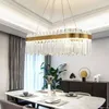 Lustres Moderne Cristal De Luxe LED Lustre Rond Or Suspension Rectangle Éclairage Intérieur Pour Salle À Manger Luminaire