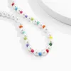 Choker Fashion Wedding Pearl Necklace For Women Geometric Candy Color Beads Party Jewelry Collier De Perles